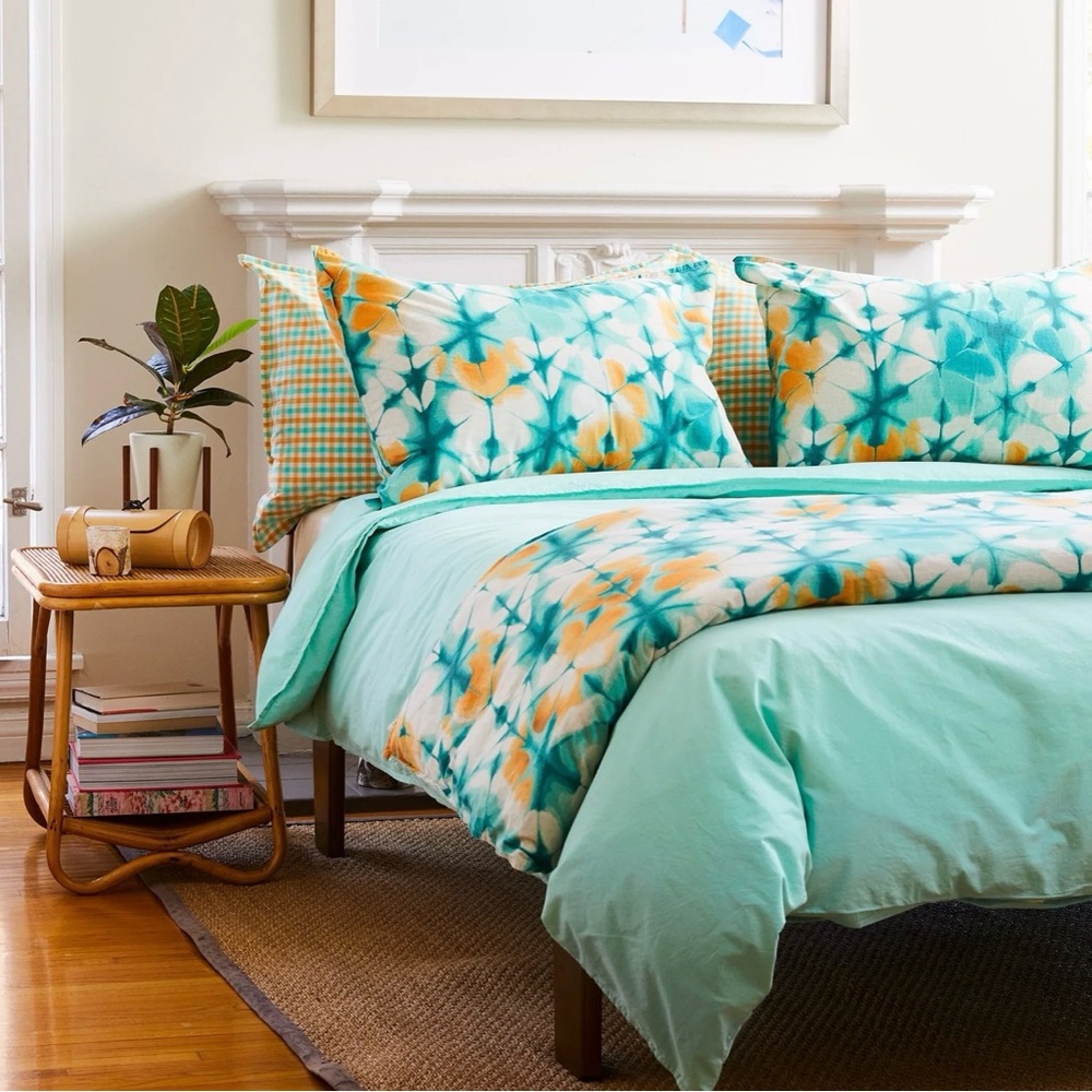 Cimini Portugal Woven Cotton Duvet Cover Handmade Tie Dye Nishi Reg $329 NWT